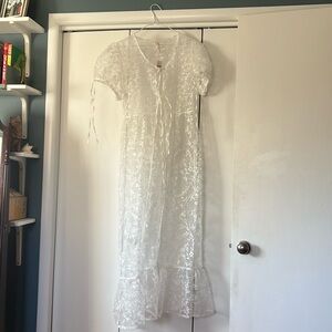 Tie-Front White Floral Bridal Dress Topper